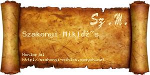 Szakonyi Miklós névjegykártya